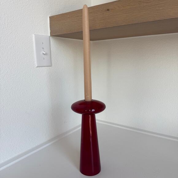 Iittala Atlas Candleholder Harri Koskinen 1996 Red Glass Finland 9" Modern Art - Picture 4 of 5